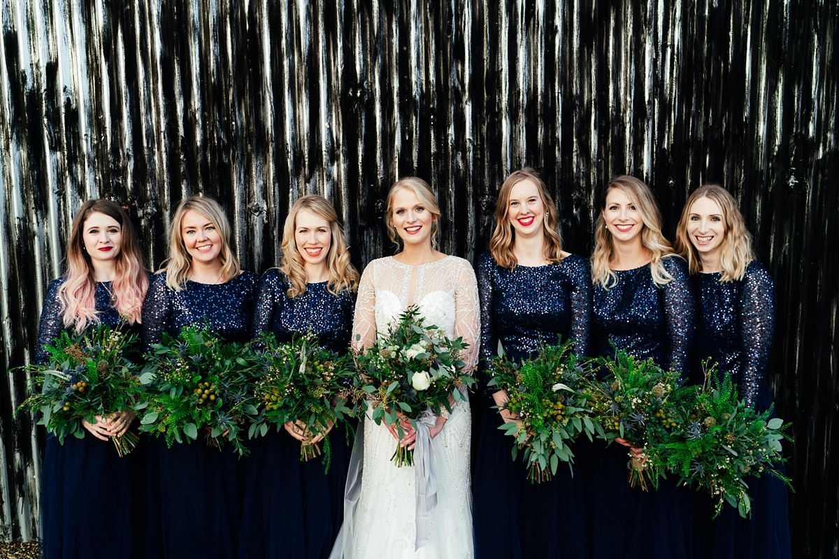 36 Justin Alexander bride celstial inspired winter barn wedding