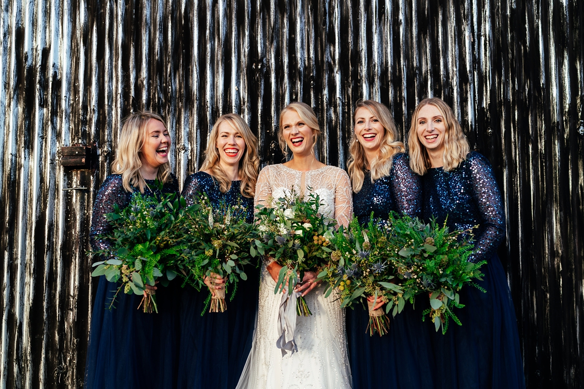 38 Justin Alexander bride celstial inspired winter barn wedding
