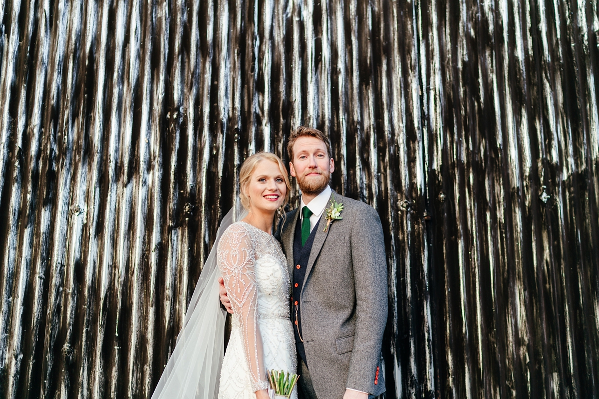 39 Justin Alexander bride celstial inspired winter barn wedding