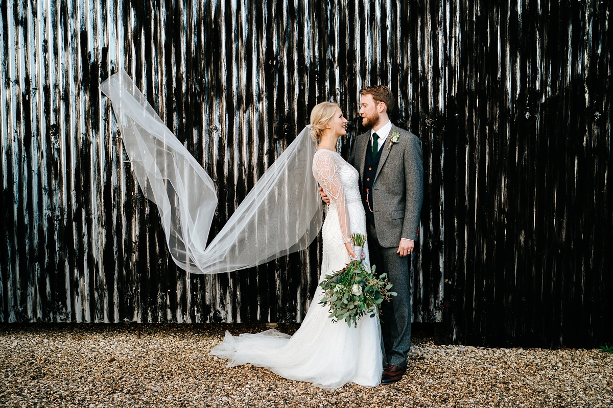 40 Justin Alexander bride celstial inspired winter barn wedding