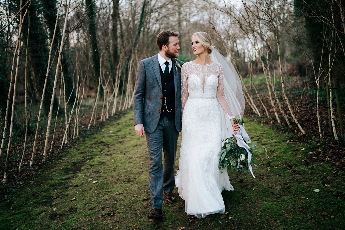 46 Justin Alexander bride celstial inspired winter barn wedding