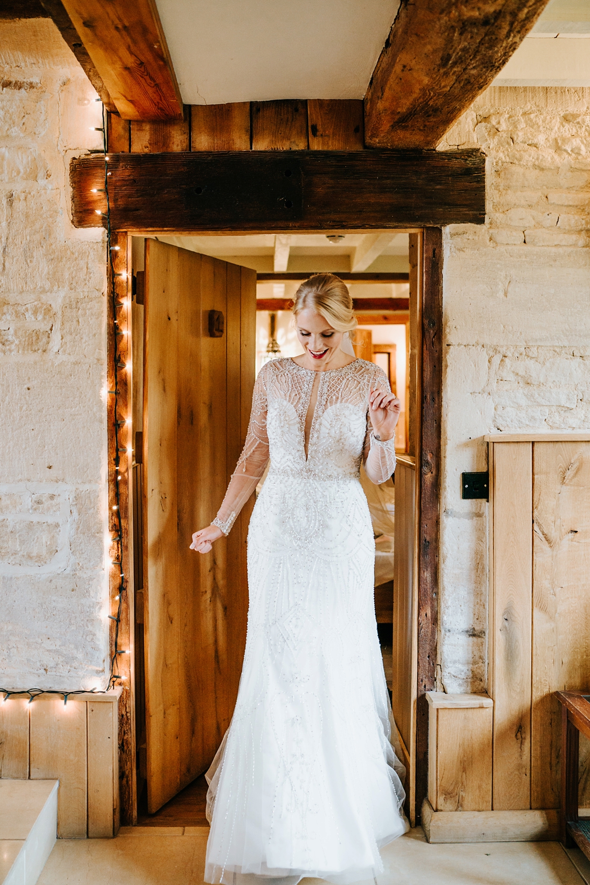 6 Justin Alexander bride celstial inspired winter barn wedding