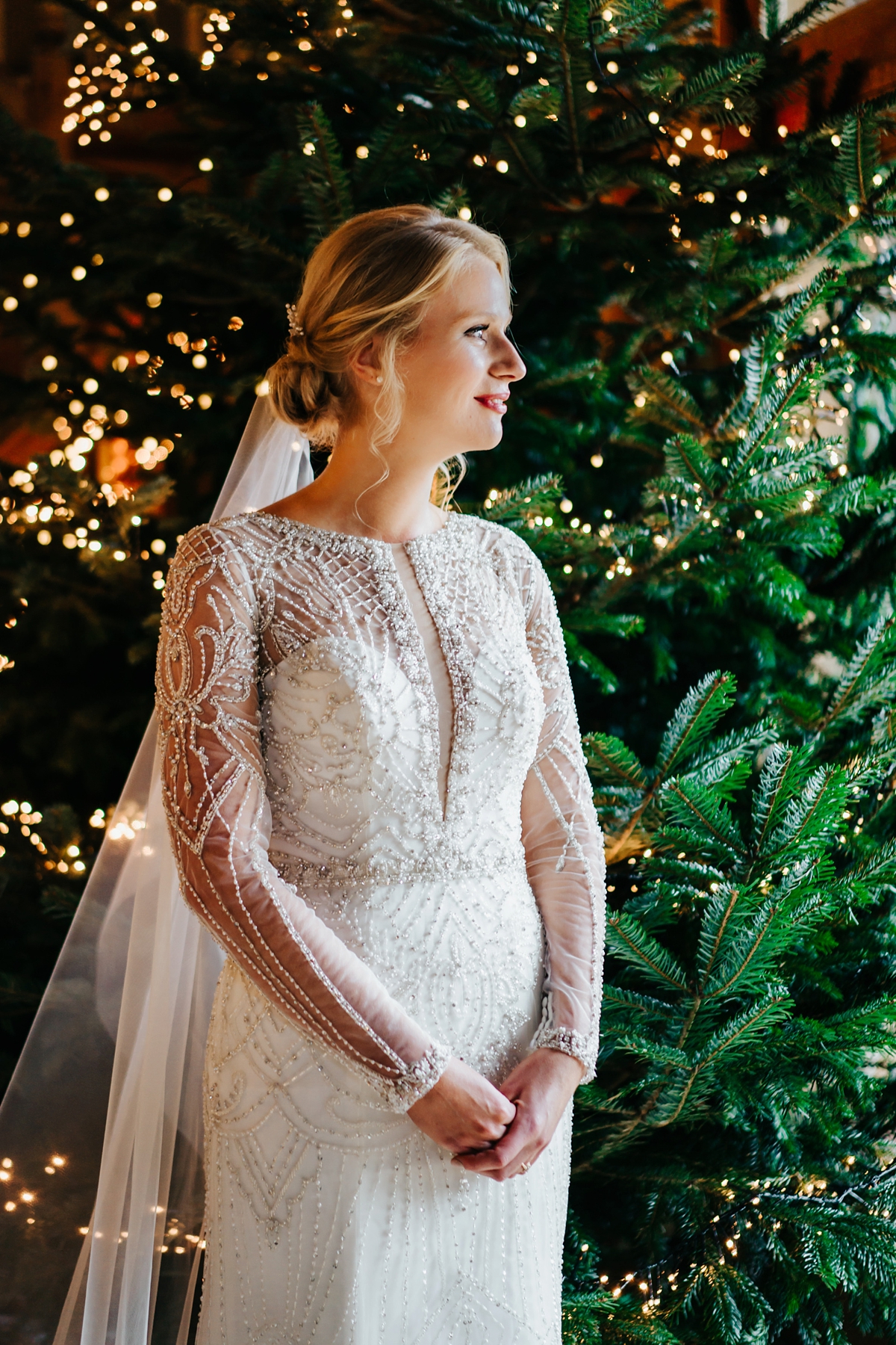 8 Justin Alexander bride celstial inspired winter barn wedding