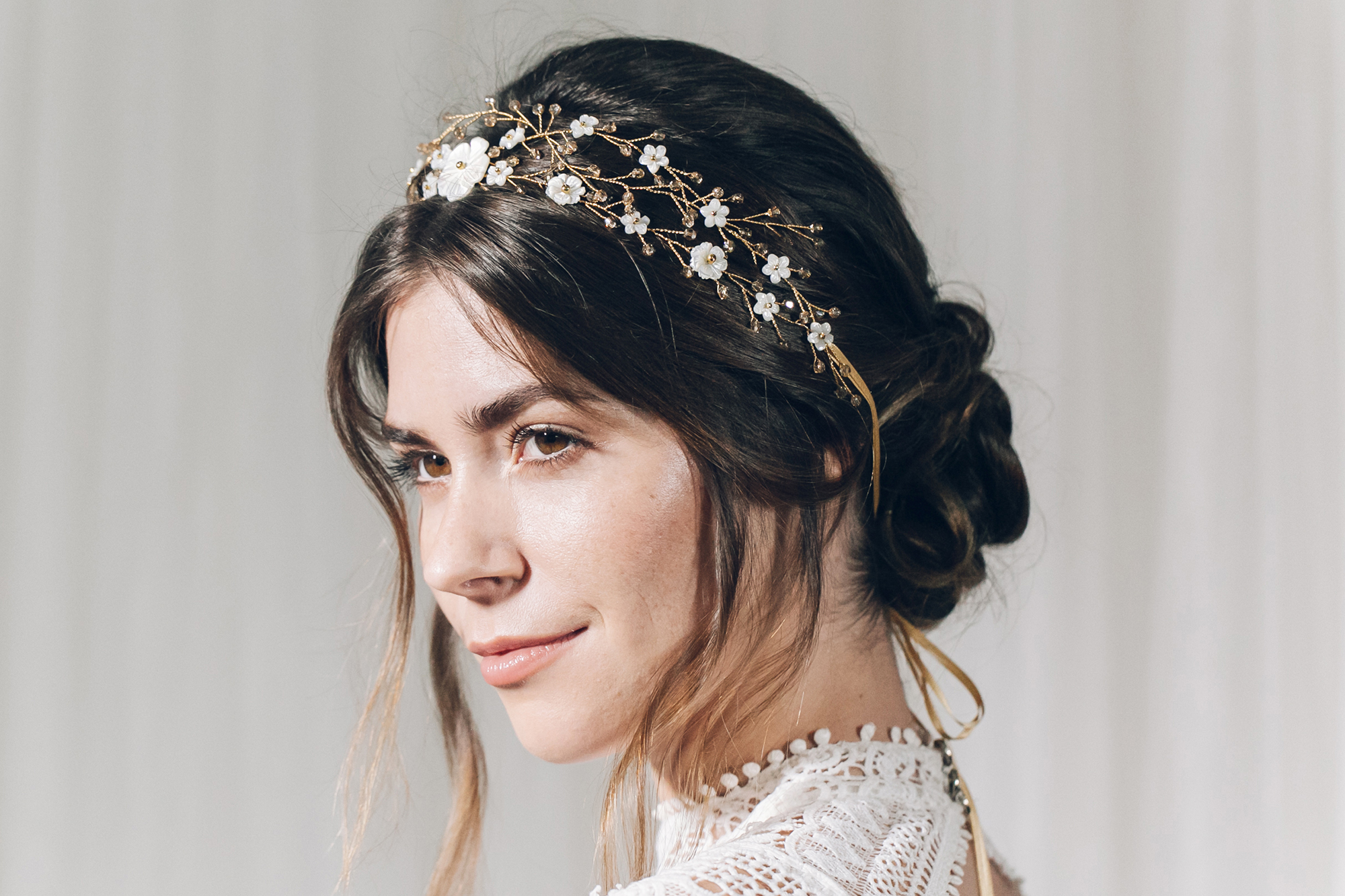 Beautiful dainty floral/crystal bridal headpiece- Catherine? Crystal Bridal Hair Vine: Silver Wedding Headpiece Gold  main image 2