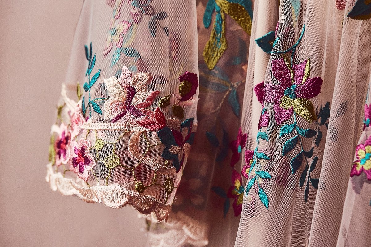 Floral embroidered dress Italian garden wedding 15