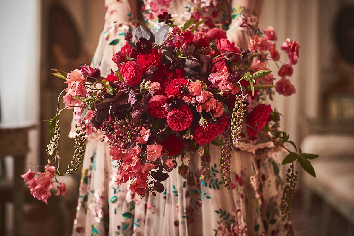 Floral embroidered dress Italian garden wedding 30