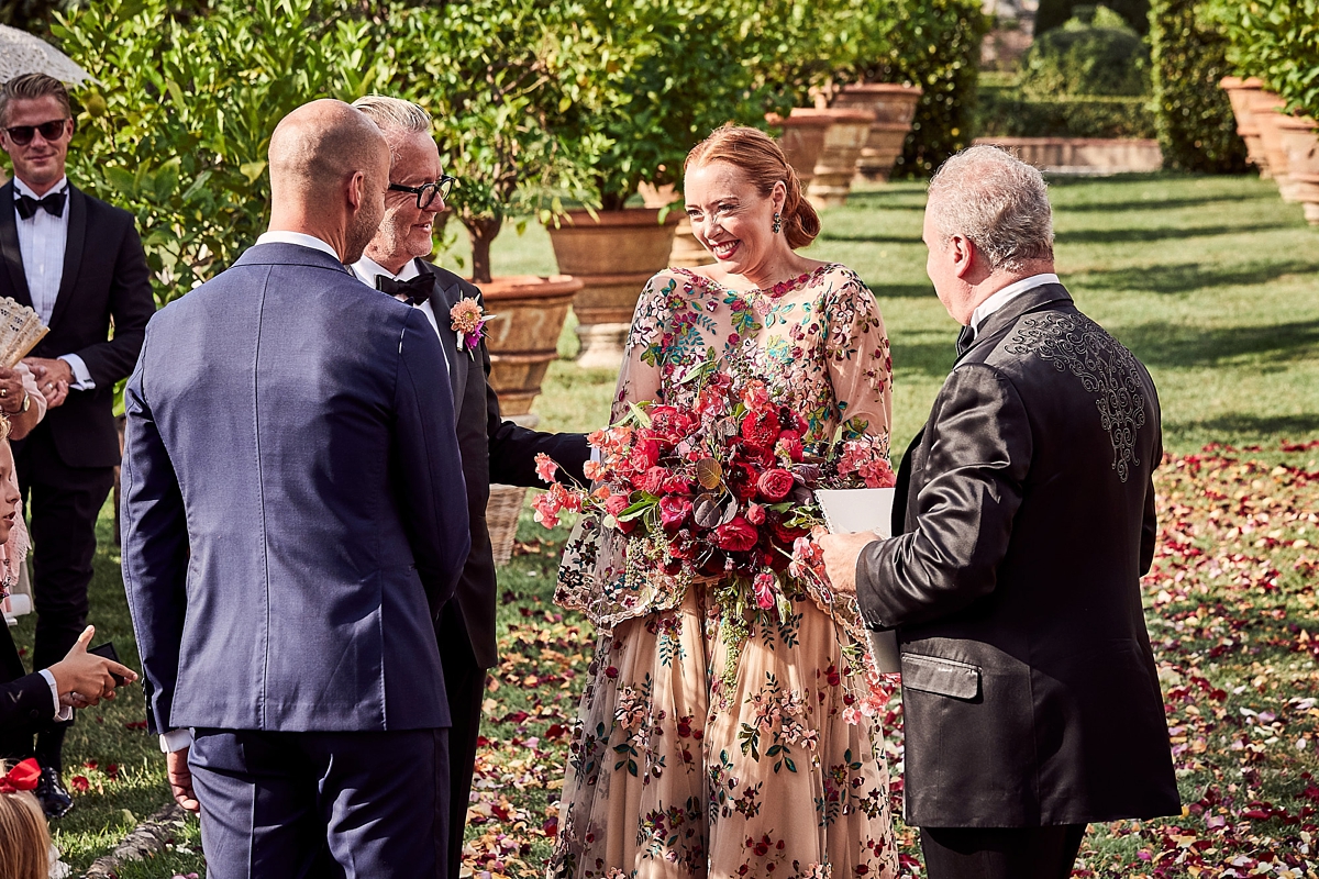 Floral embroidered dress Italian garden wedding 36