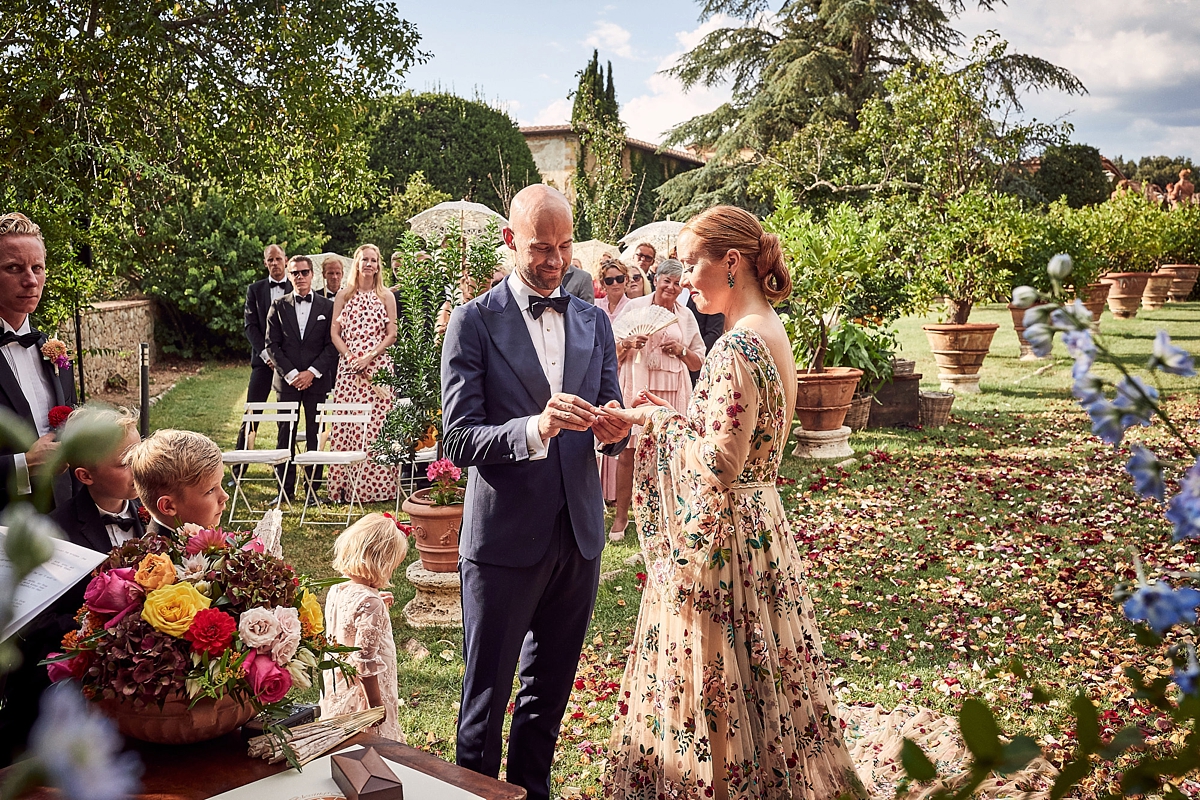 Floral embroidered dress Italian garden wedding 38