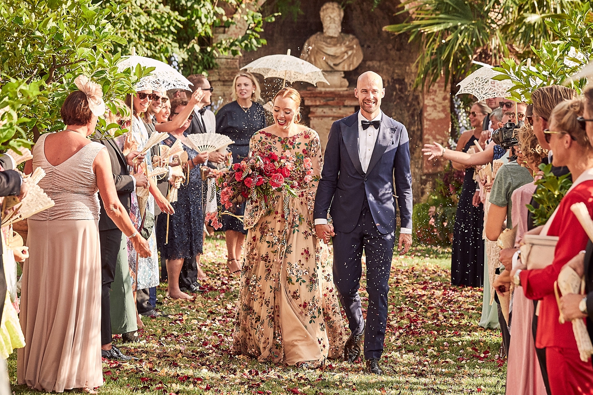 Floral embroidered dress Italian garden wedding 39