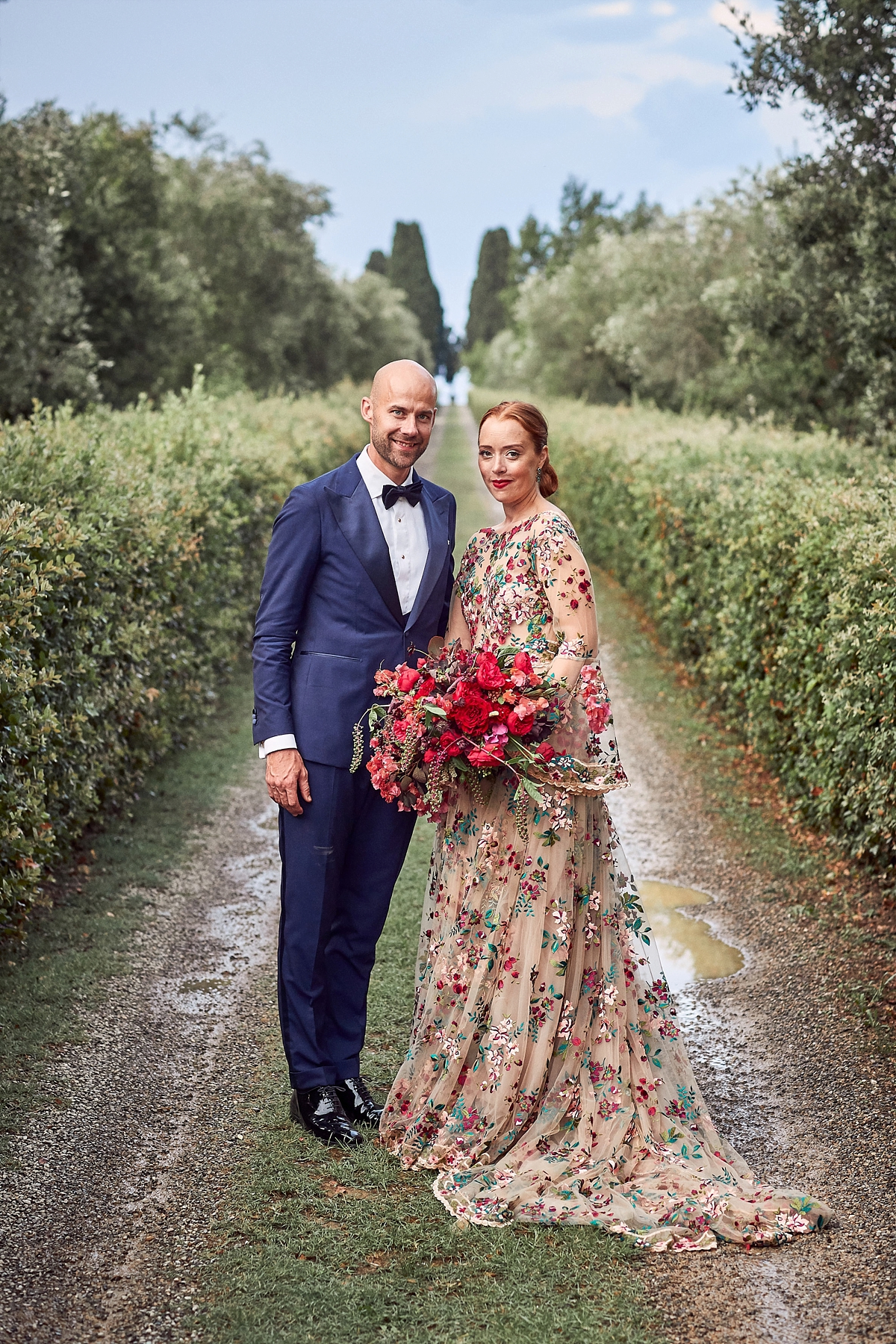 Floral embroidered dress Italian garden wedding 44