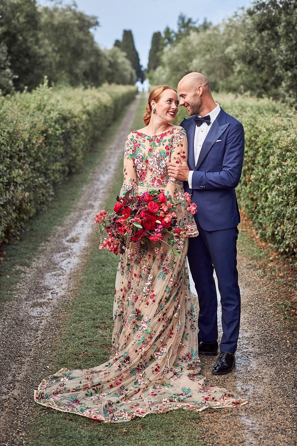 Floral embroidered dress Italian garden wedding 45