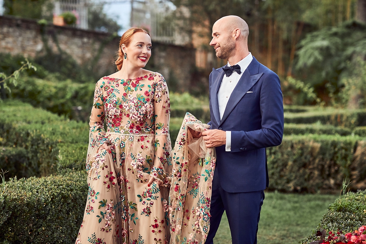 Floral embroidered dress Italian garden wedding 46