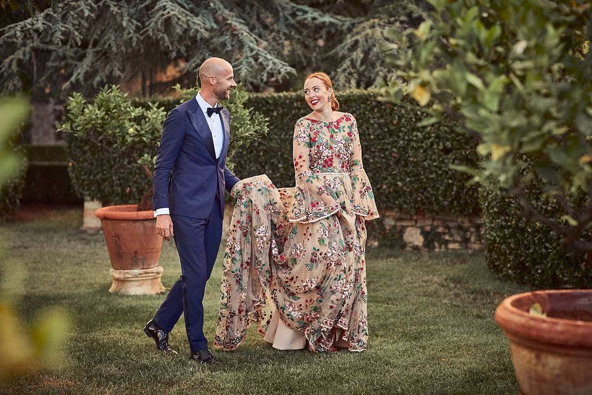 Floral embroidered dress Italian garden wedding 47