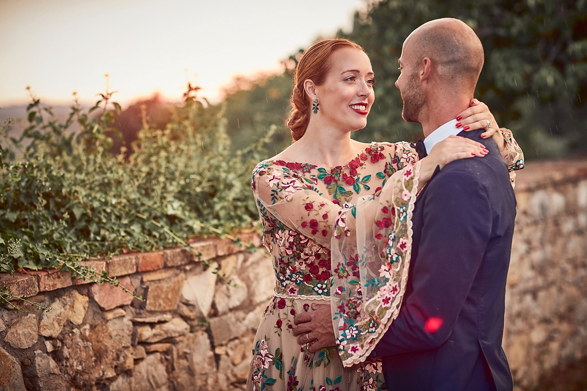 Floral embroidered dress Italian garden wedding 48