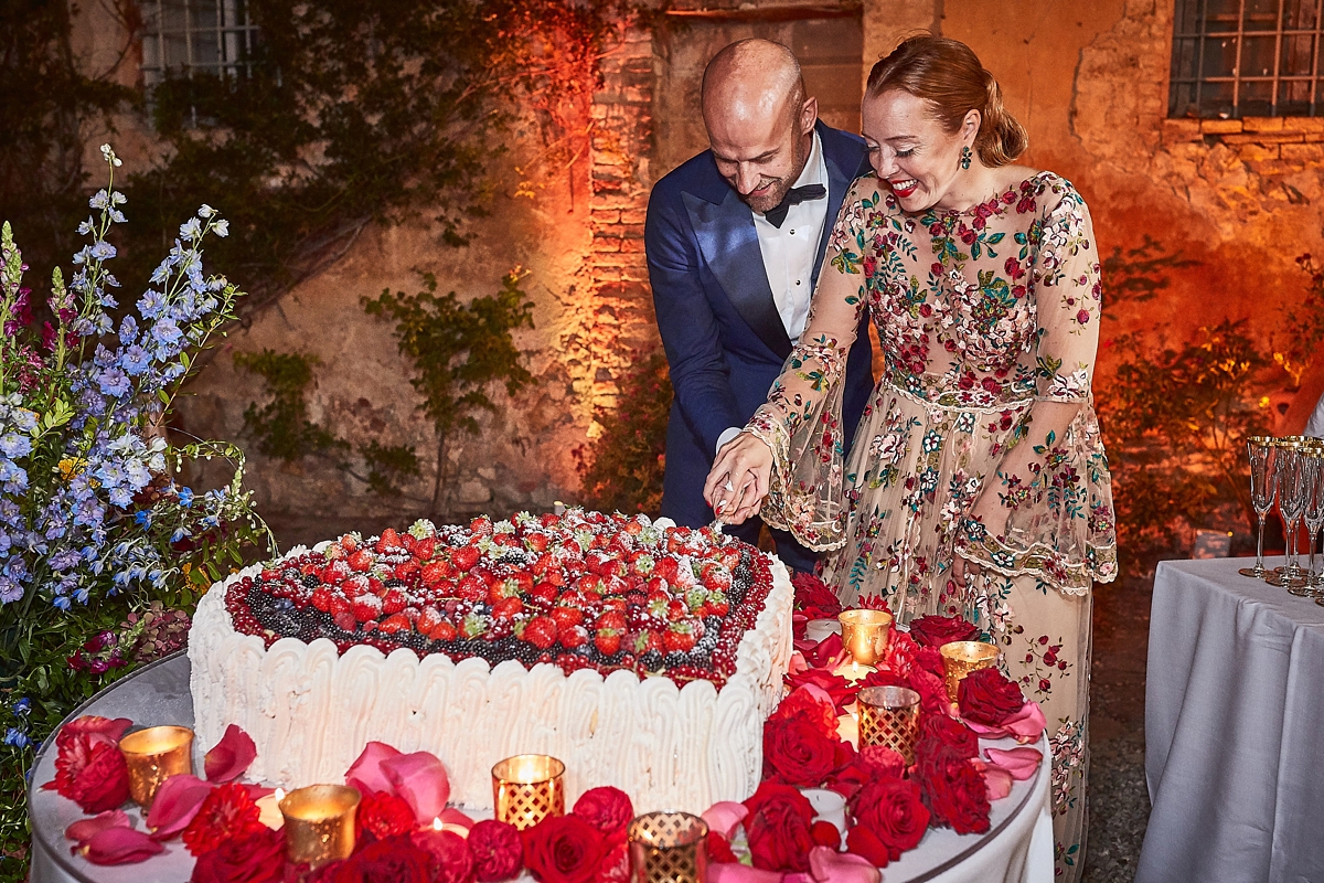 Floral embroidered dress Italian garden wedding 59