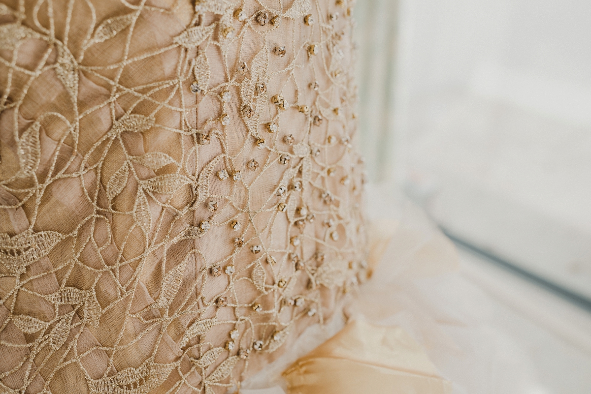 Gold ruffled wedding dress 1 1