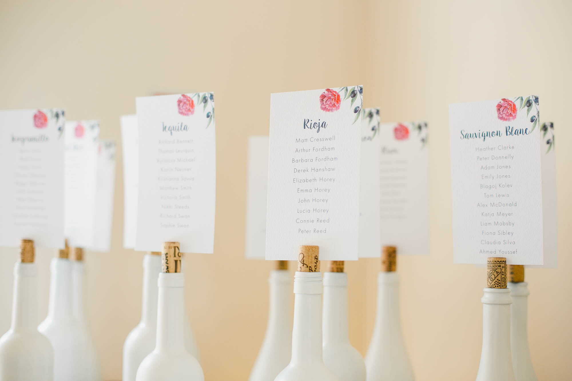 Millbridge court table plan wine bottles