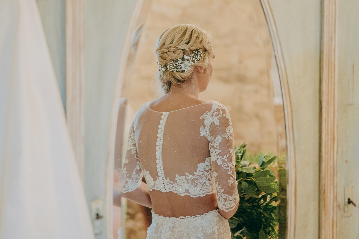 Modern bridal separates Le Petite Chateau wedding Northumberland 13