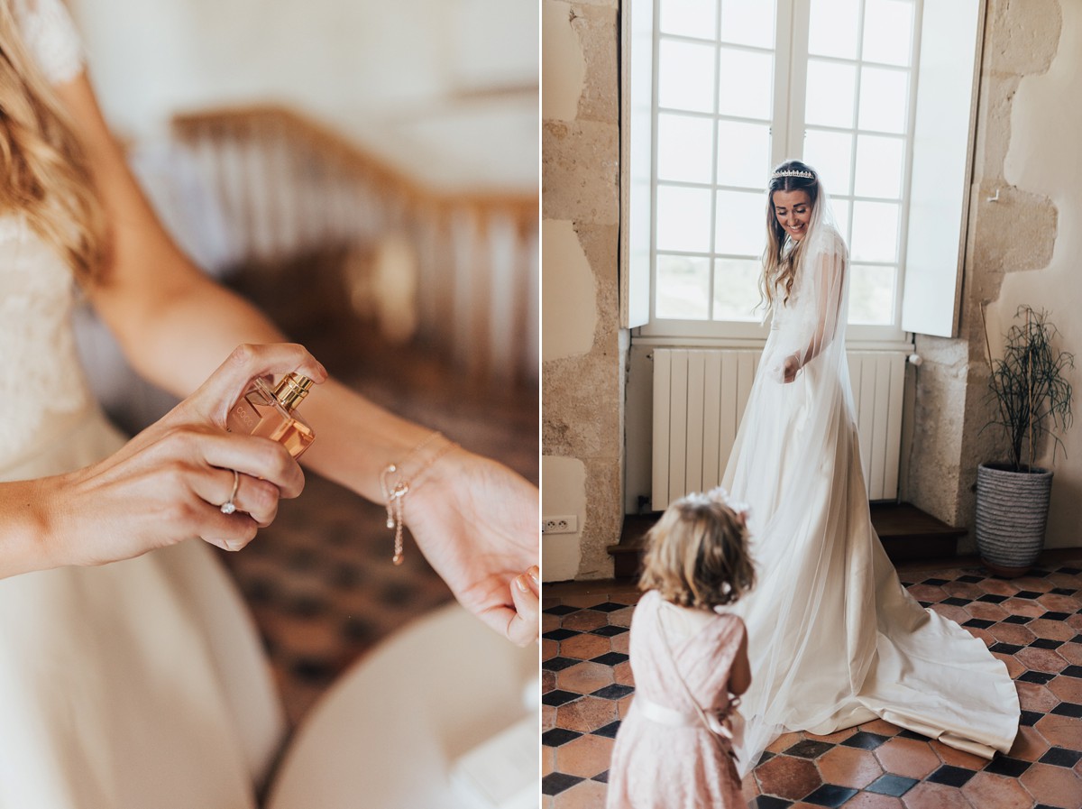 Sassi Holford Bride Château de Mazelières wedding France 10 - A Sassi Holford Silk Dress for an Intimate Destination Wedding in a French Chateau Sassi Holford Bride Château de Mazelières wedding France 10