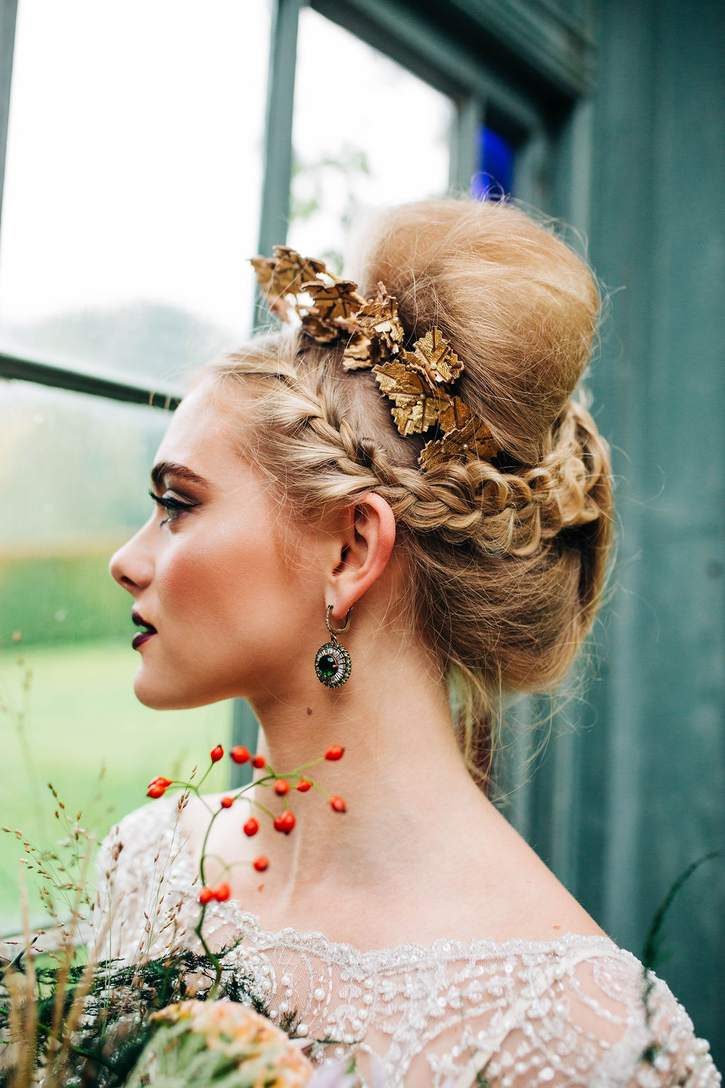 Veil with flowers ethereal bride Penpont Brecon Beacons wedding venue 29 1