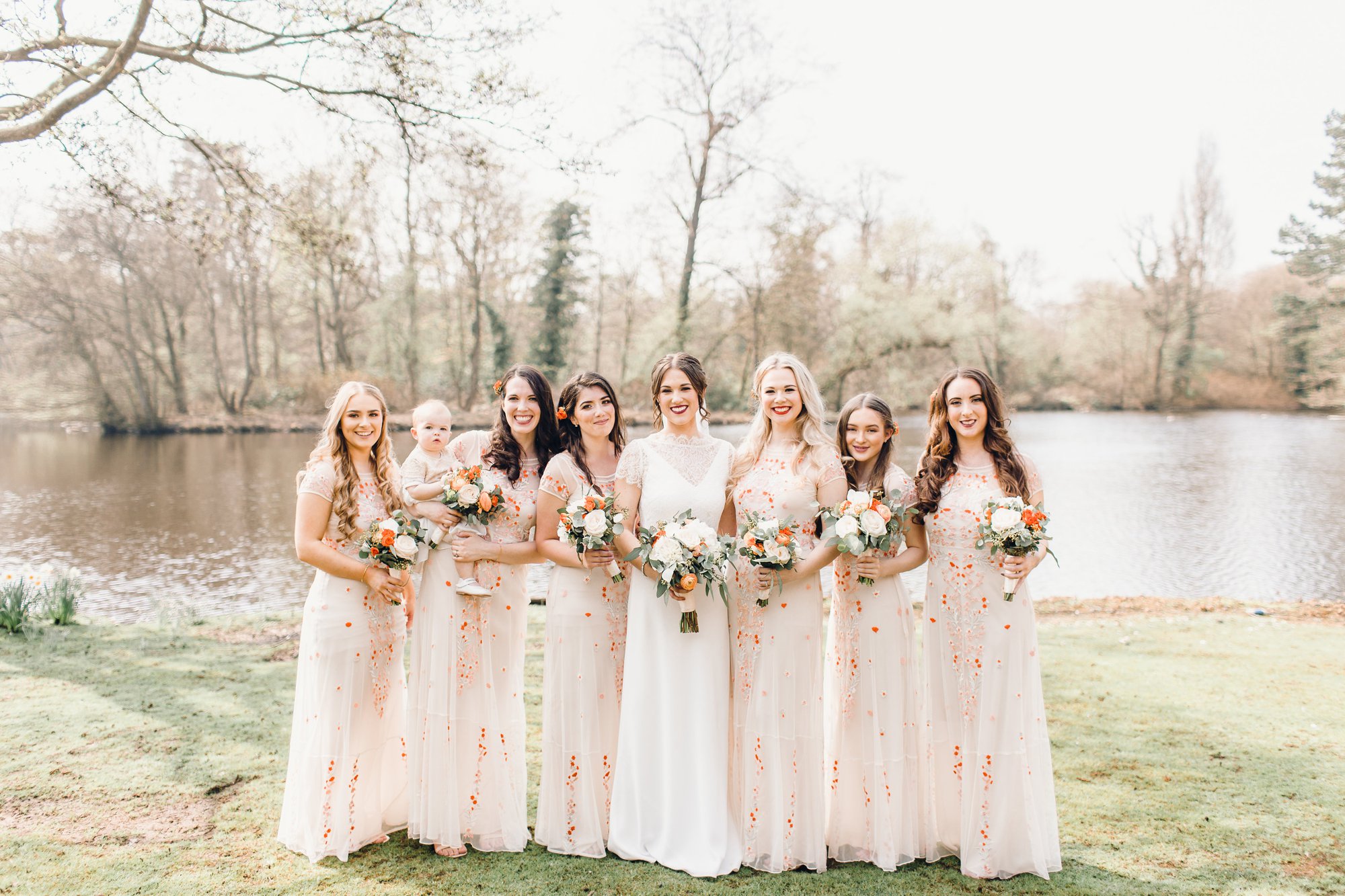 charlie brear bride peach bridesmaids