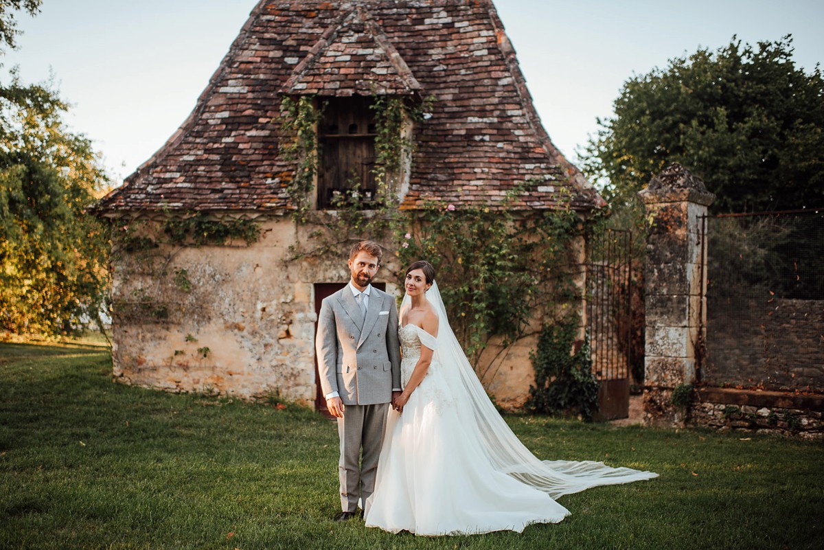 20 Outdoor French Chateau wedding Anne Barge dress