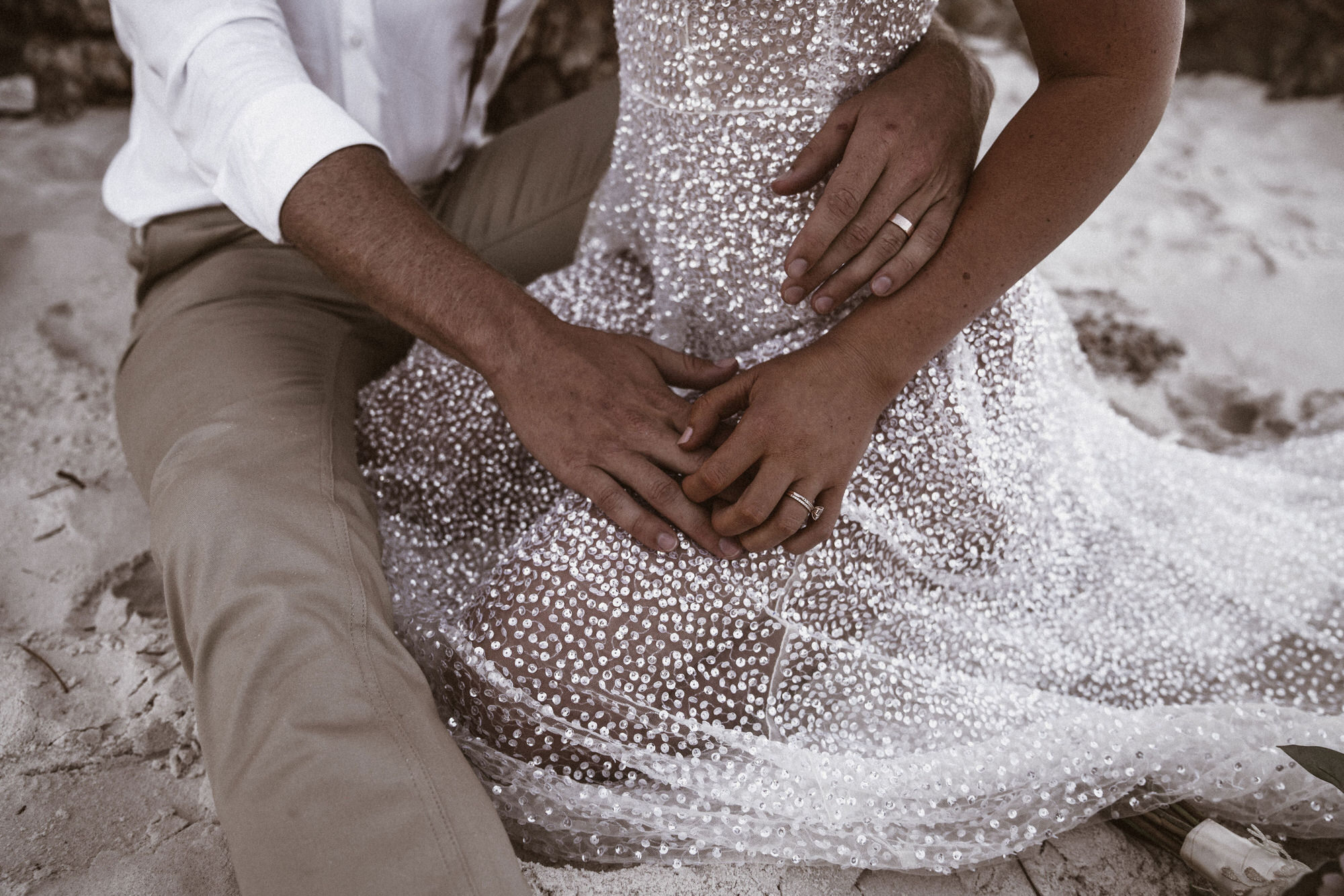 Anna Campbell sparkly beach Australian wedding