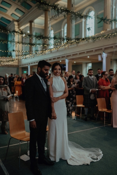 A Halterneck Vera Wang Dress for a Christian Ceremony + a Big Fat Indian Bollywood Bhangra Party Wedding
