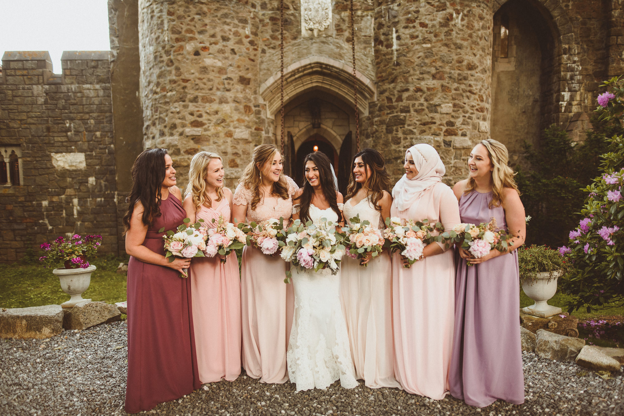Castle Wedding bridesmaids in pink