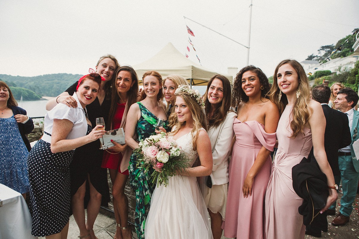 Catherine Deane blush pink dress Devon wedding by the sea 27