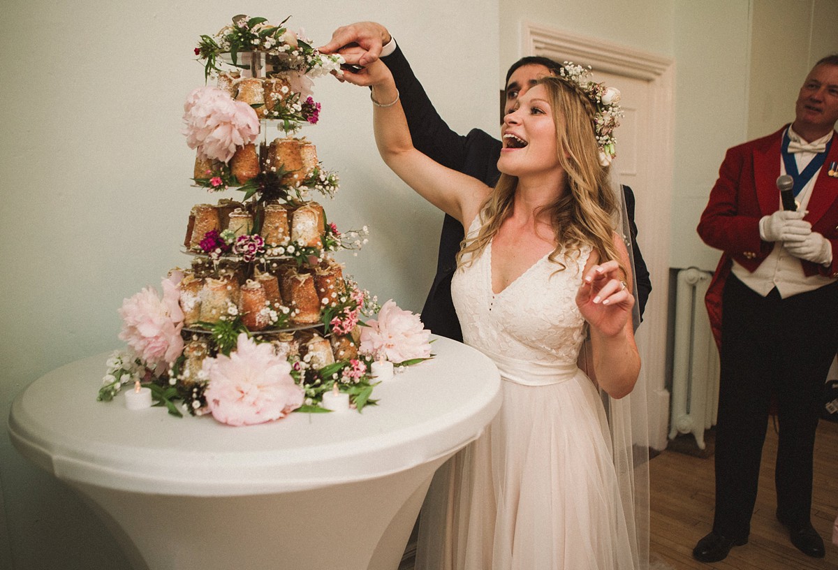 Catherine Deane blush pink dress Devon wedding by the sea 34