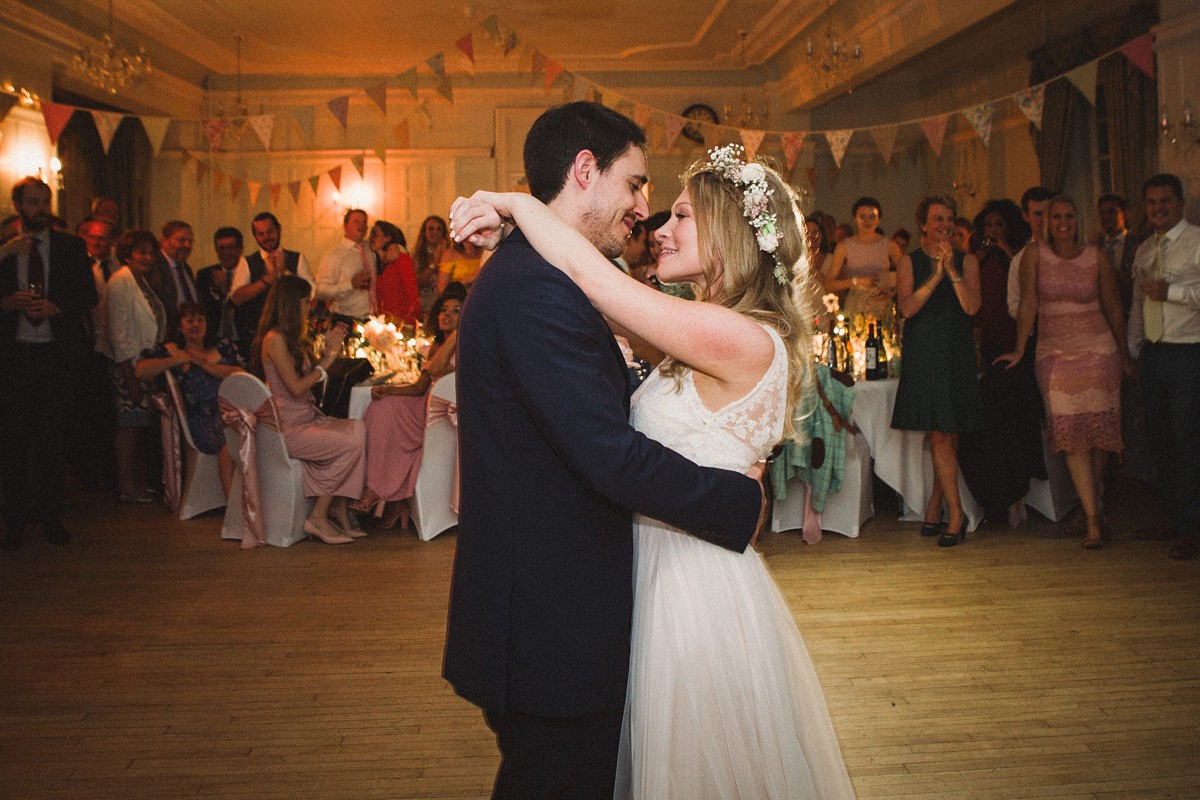 Catherine Deane blush pink dress Devon wedding by the sea 35