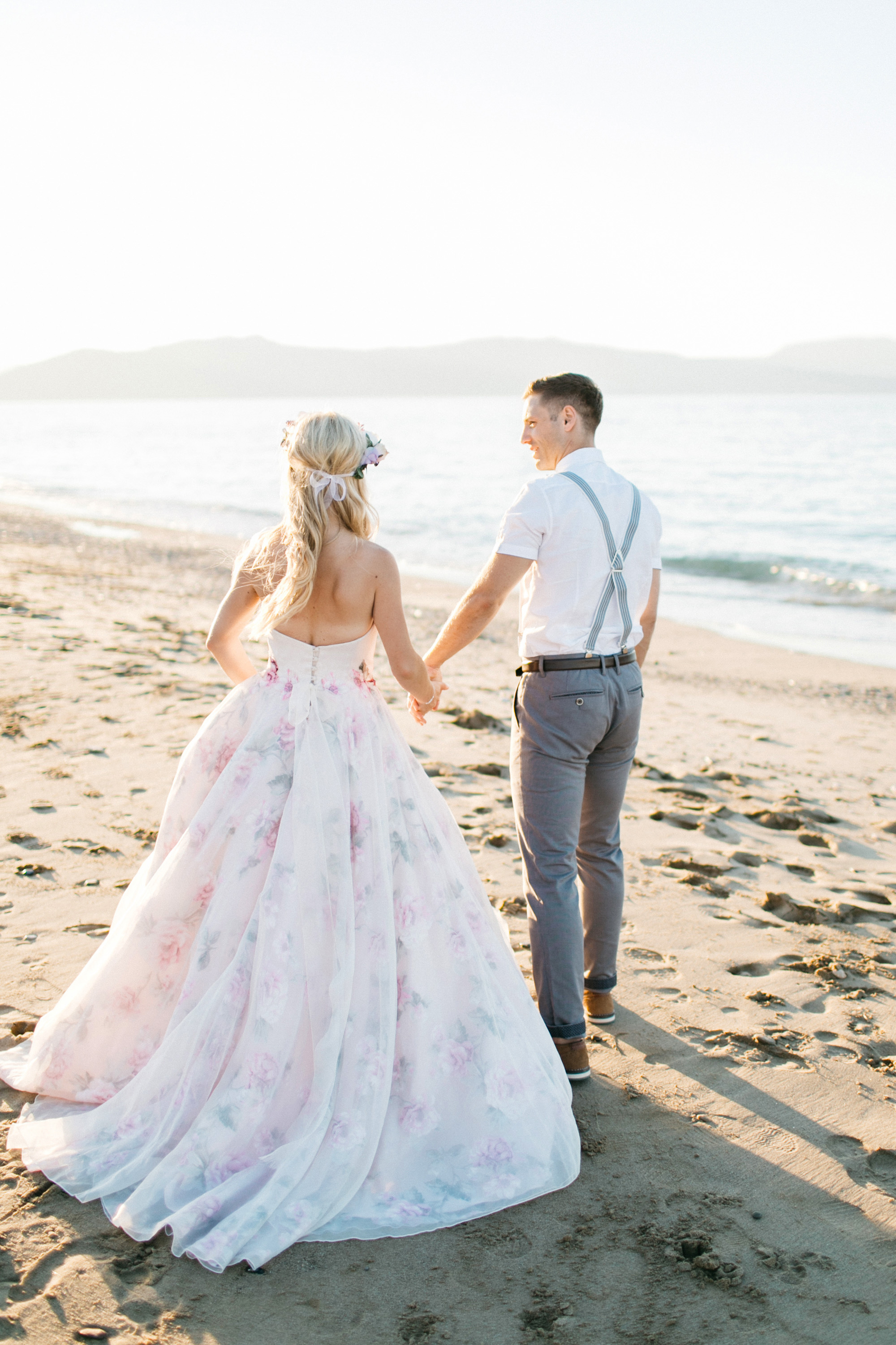 Floral Sassi Holford dress beach wedding in Crete 26