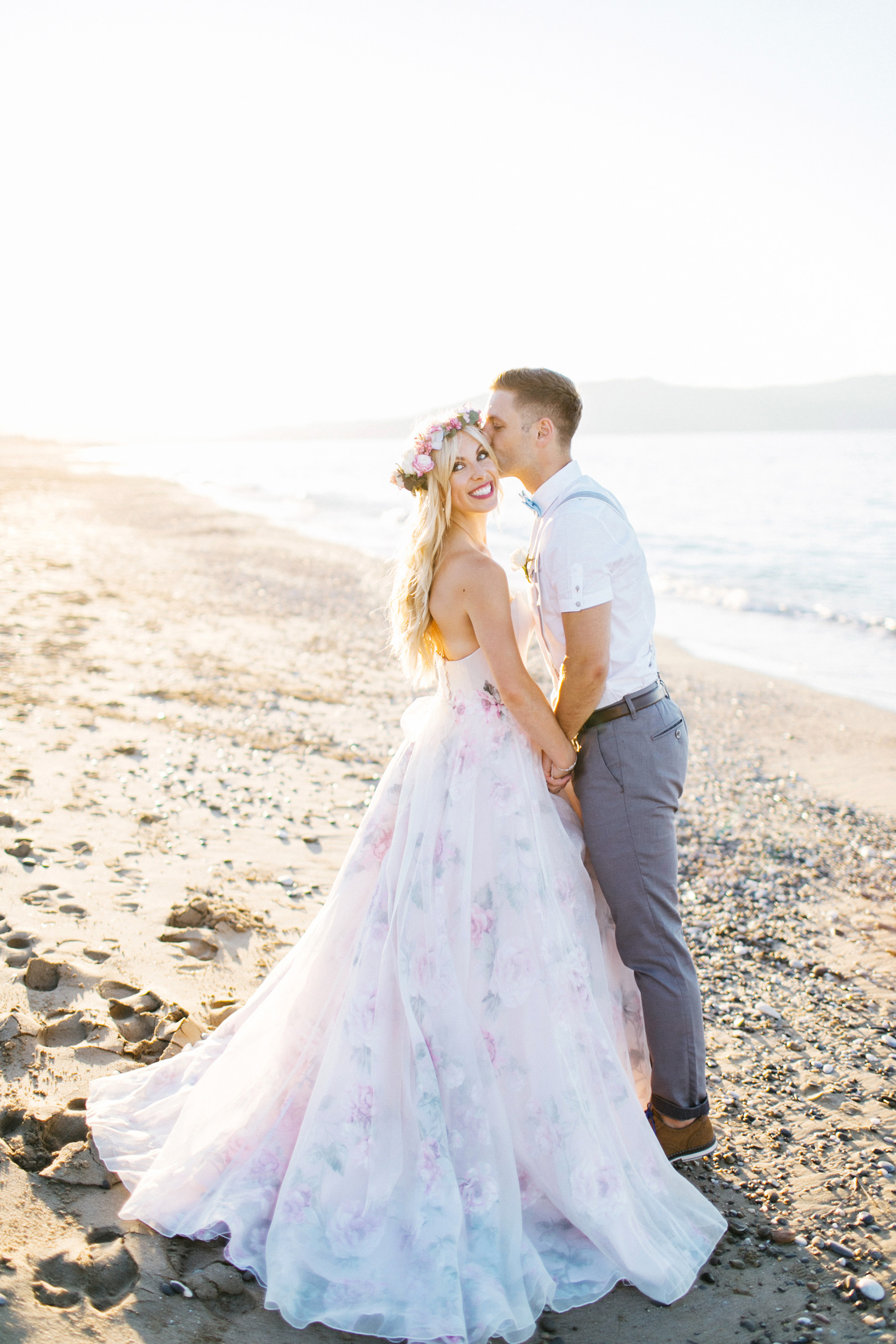 Floral Sassi Holford dress beach wedding in Crete 27
