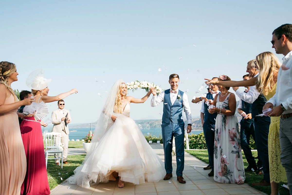 Floral wedding dress Sassi Holford wedding in Crete 15