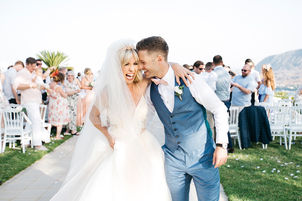 Floral wedding dress Sassi Holford wedding in Crete 16