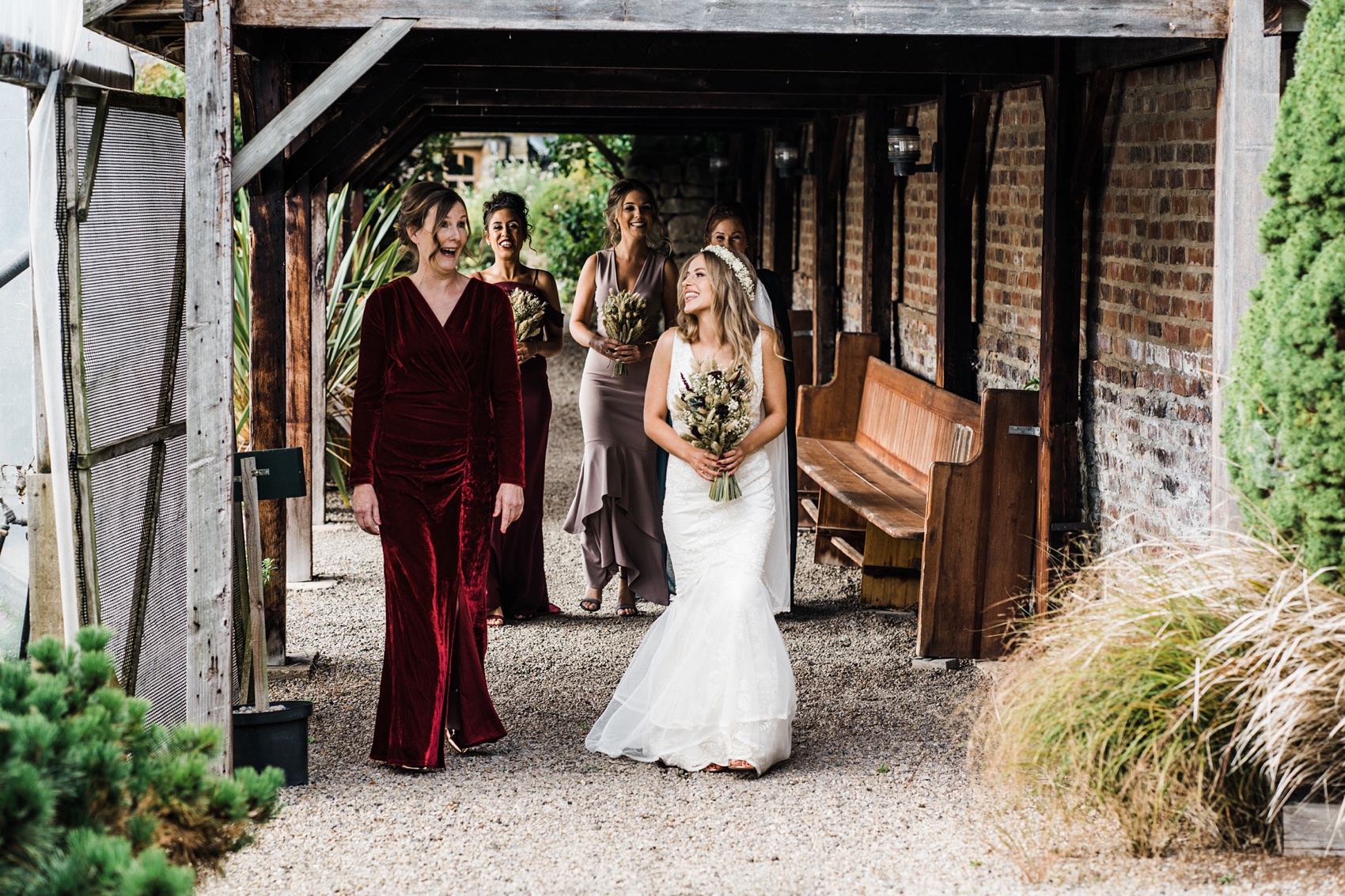 14 Claire Pettibone dress Autumn country barn wedding Northumberland