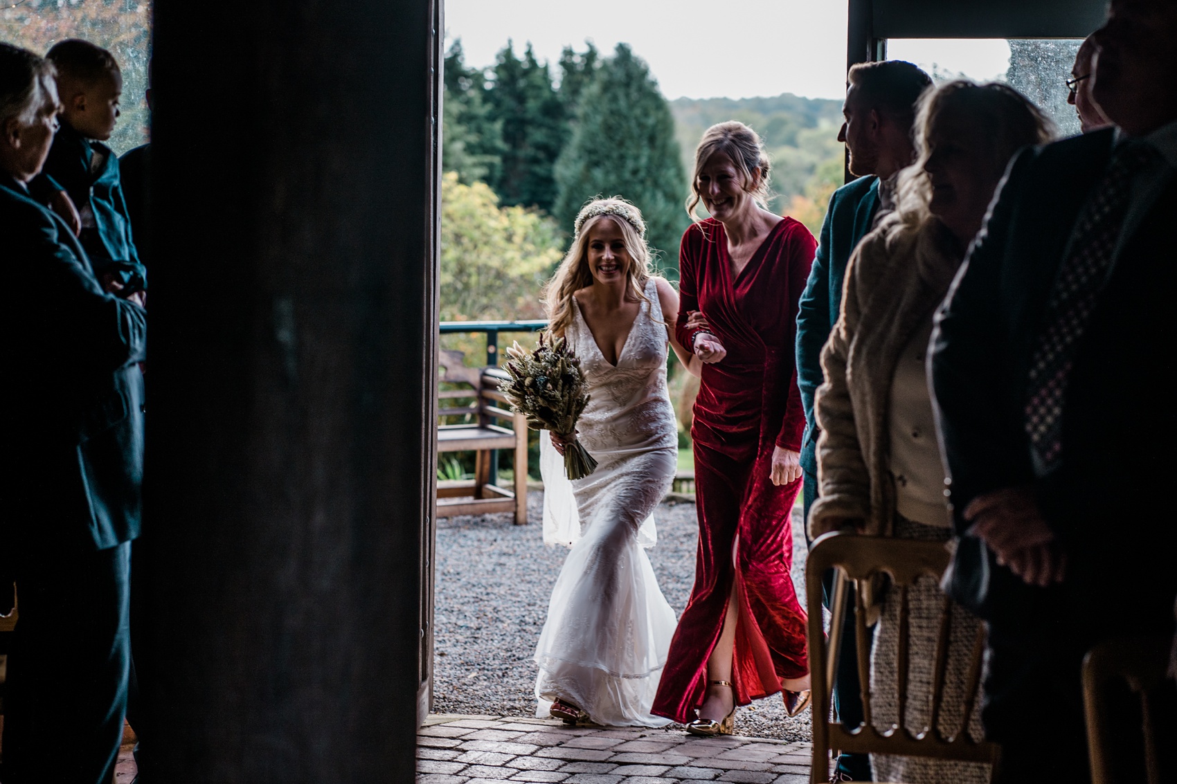 18 Claire Pettibone dress Autumn country barn wedding Northumberland