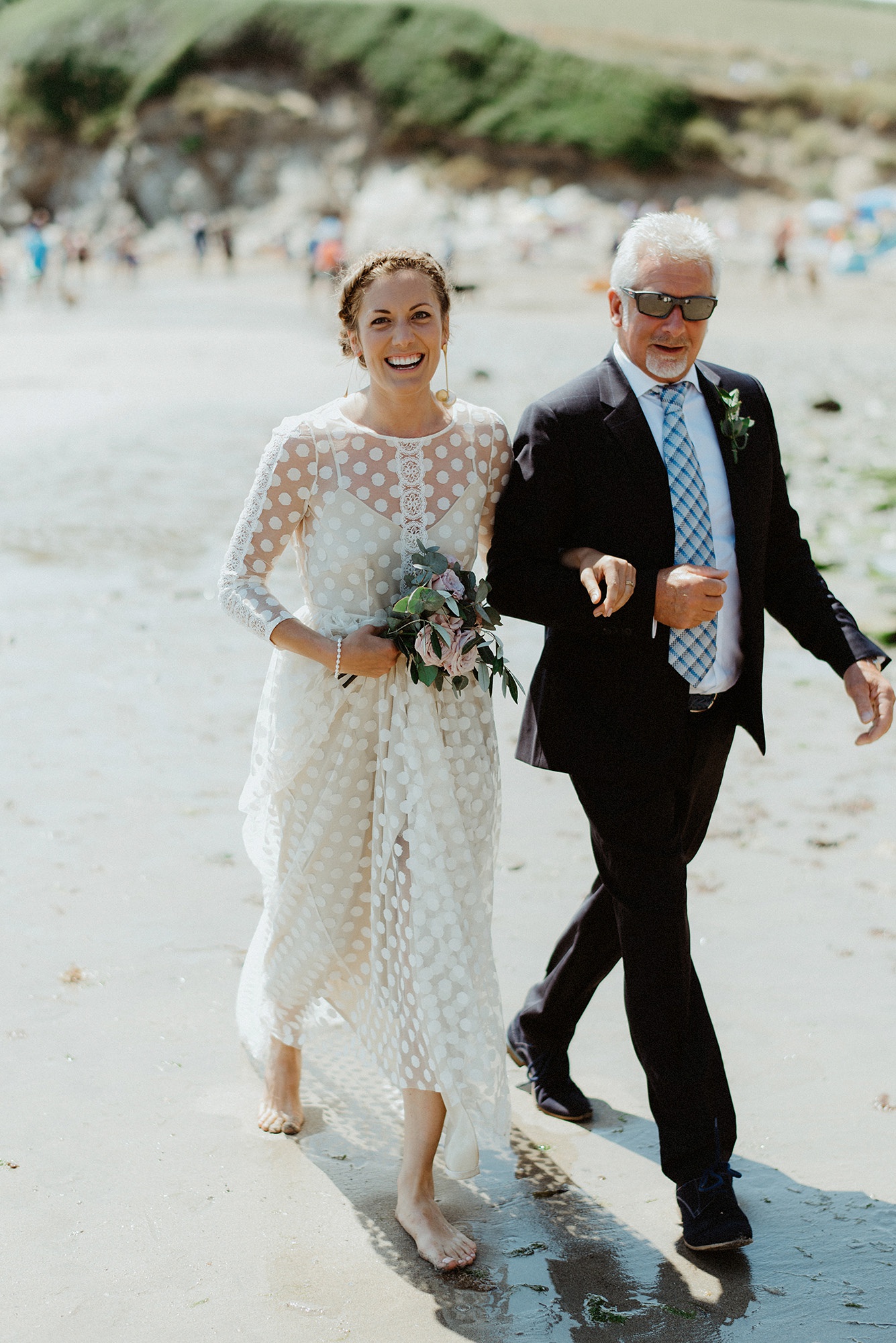 20 Immacle dress Humanist wedding ceremony Cornwall beach