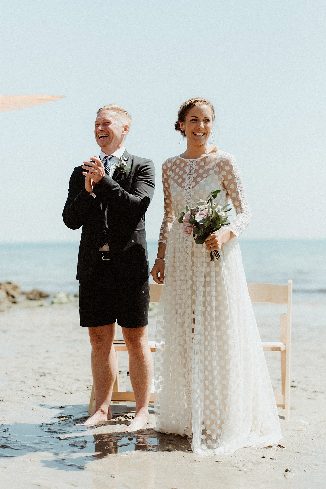 21 Immacle dress Humanist wedding ceremony Cornwall beach