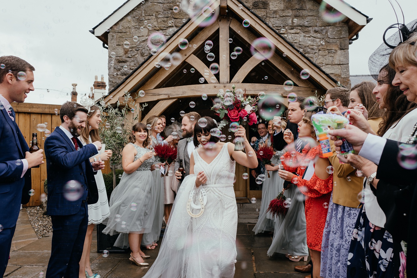 22 Eliza Jane Howell beaded wedding dress North Wales barn wedding