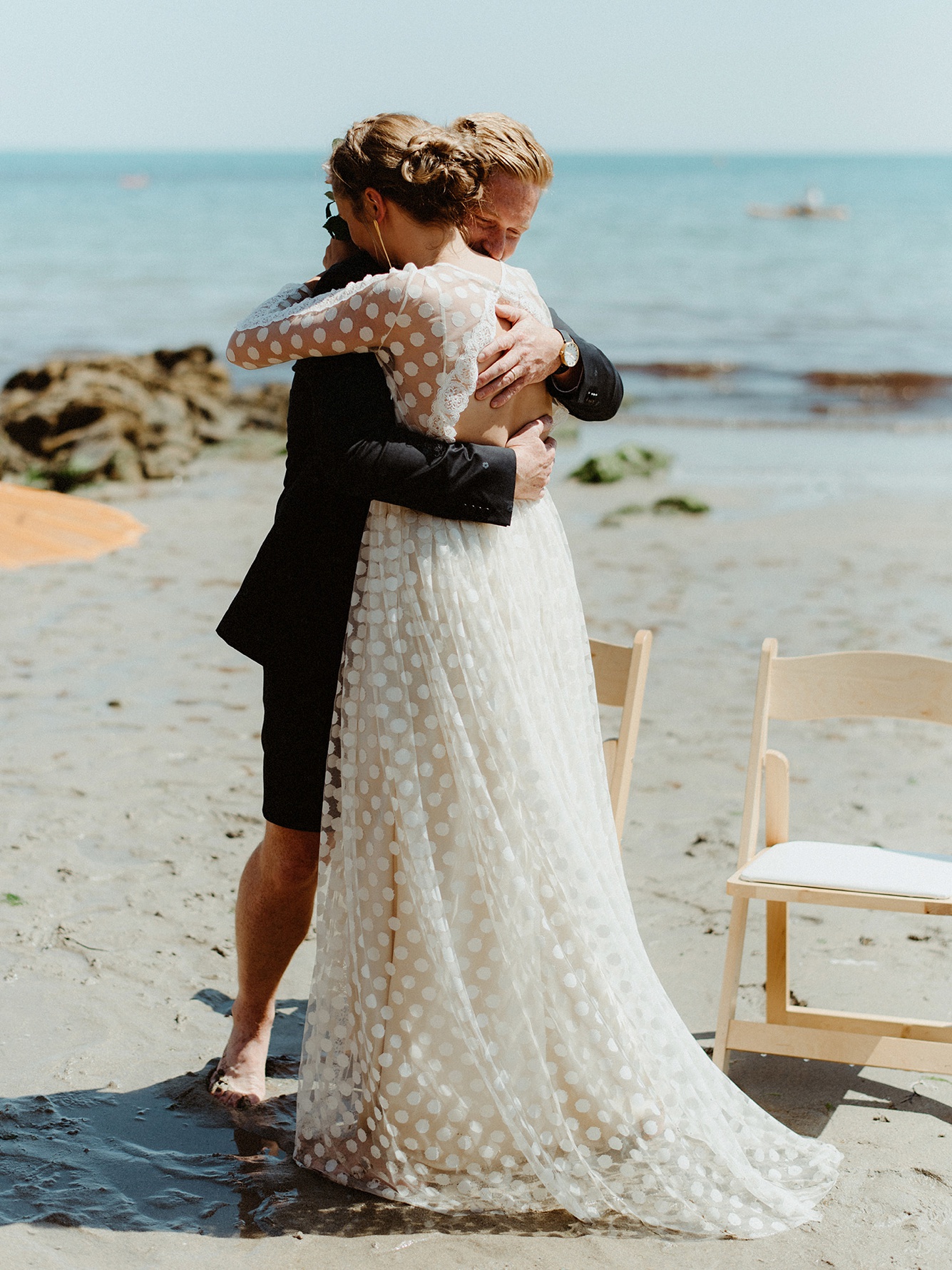 24 Immacle dress Humanist wedding ceremony Cornwall beach