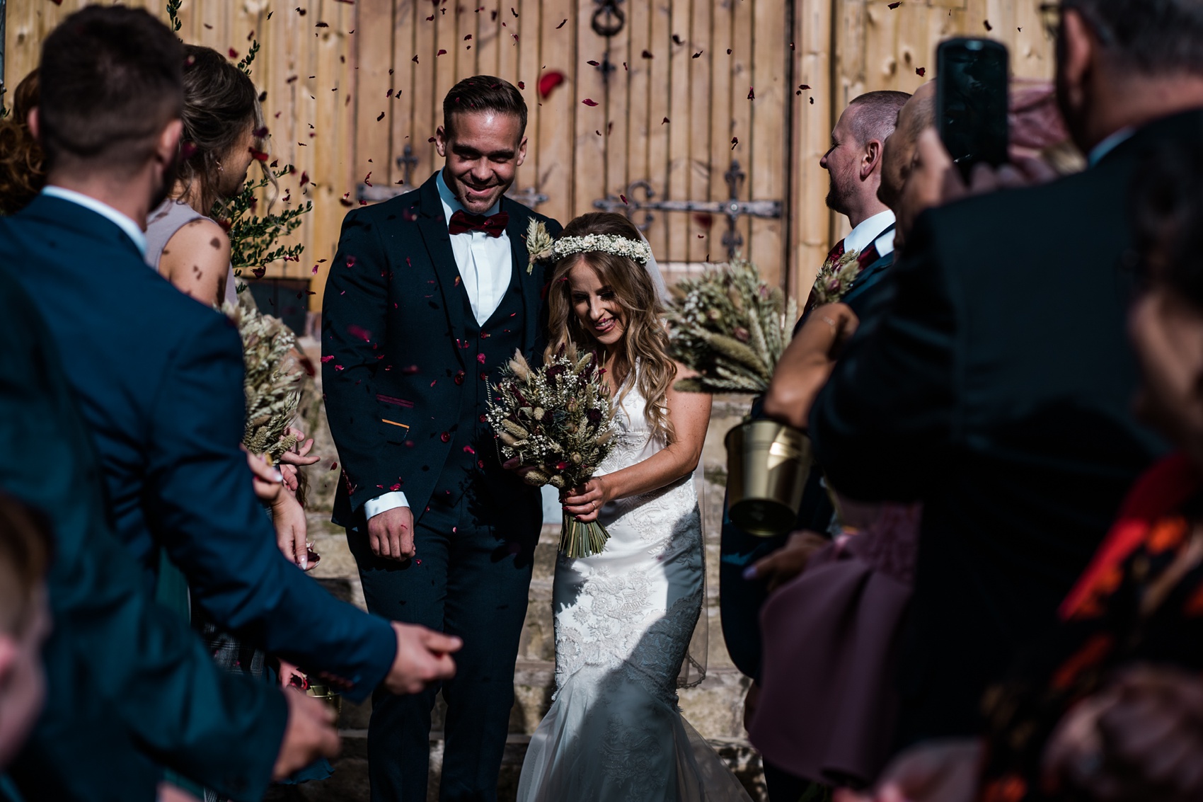 28 Claire Pettibone dress Autumn country barn wedding Northumberland