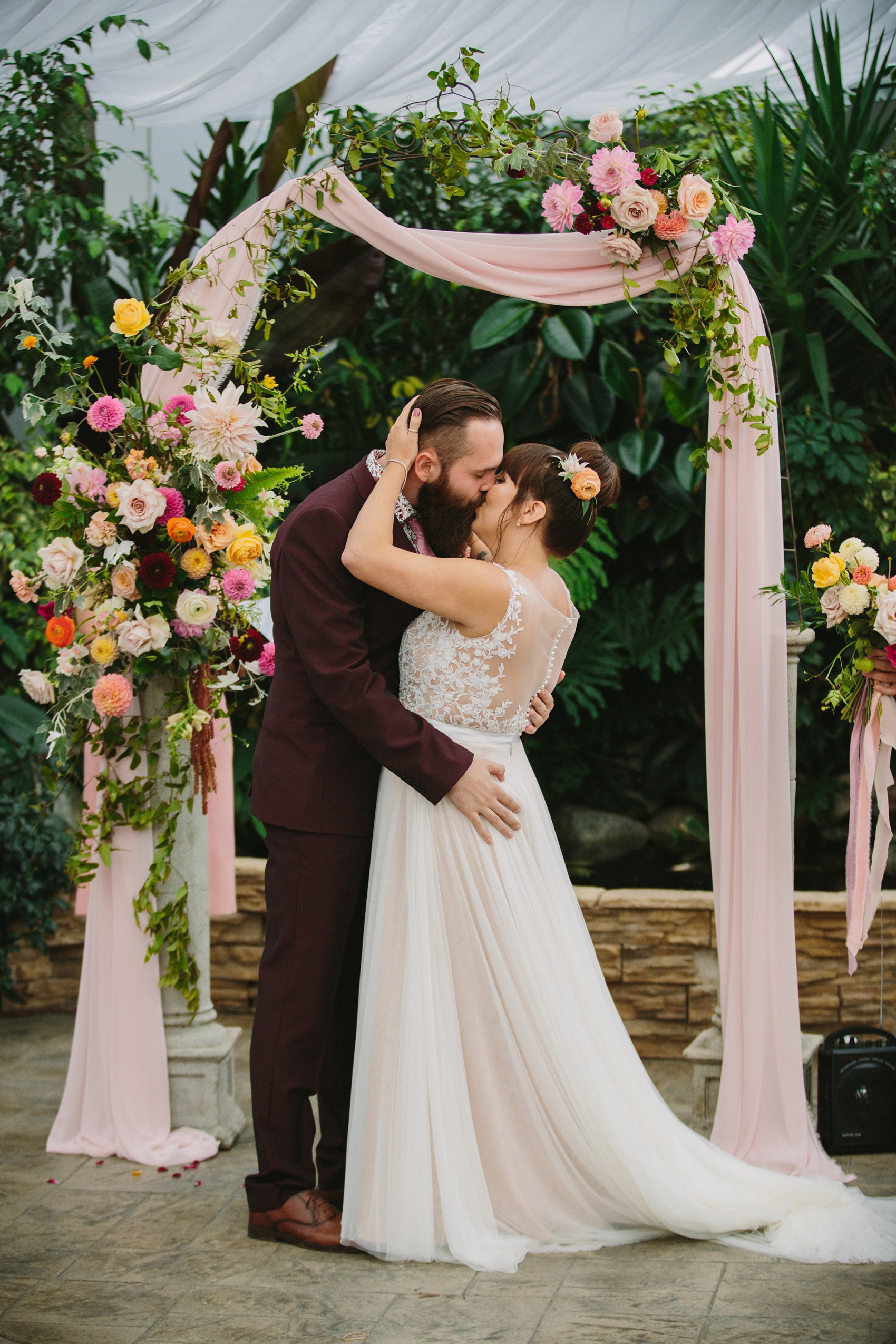 43 Watters dress vibrant colourful secret garden wedding