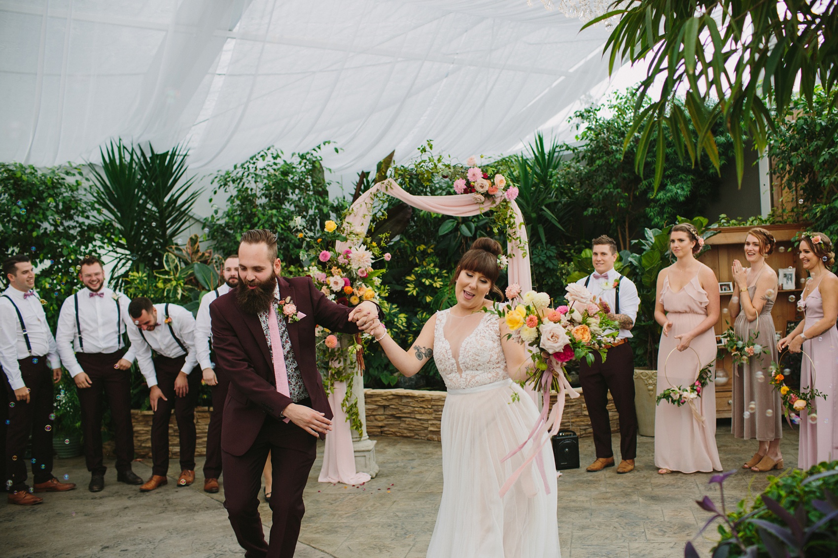 44 Watters dress vibrant colourful secret garden wedding