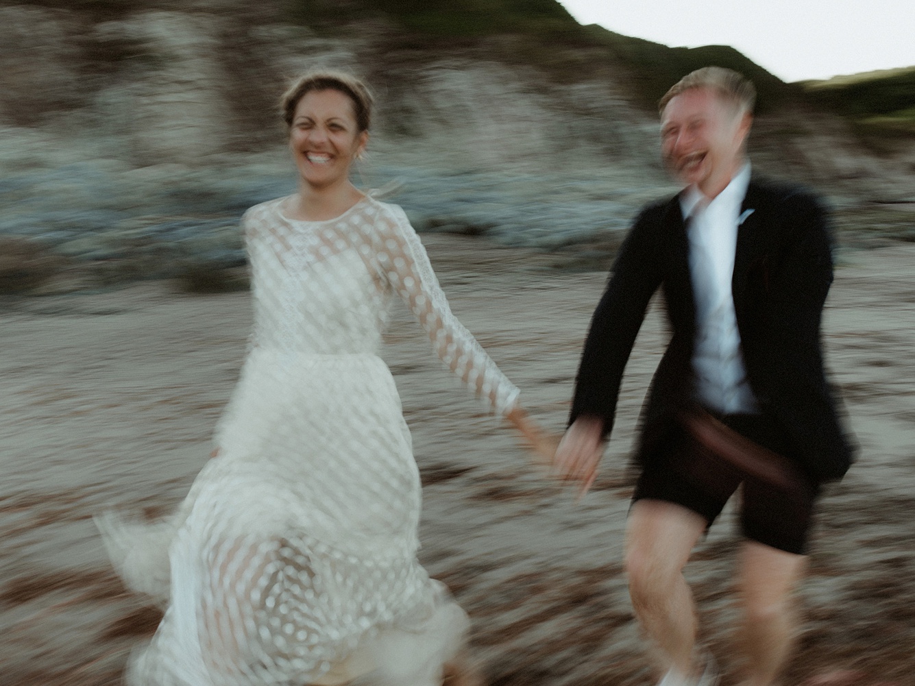 45 Immacle dress Humanist wedding ceremony Cornwall beach