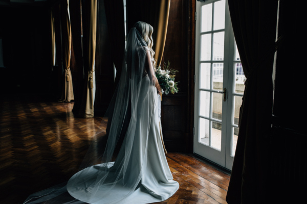 A Modern Manchester City Wedding + Bride in a Backless Maggie Sottero Dress