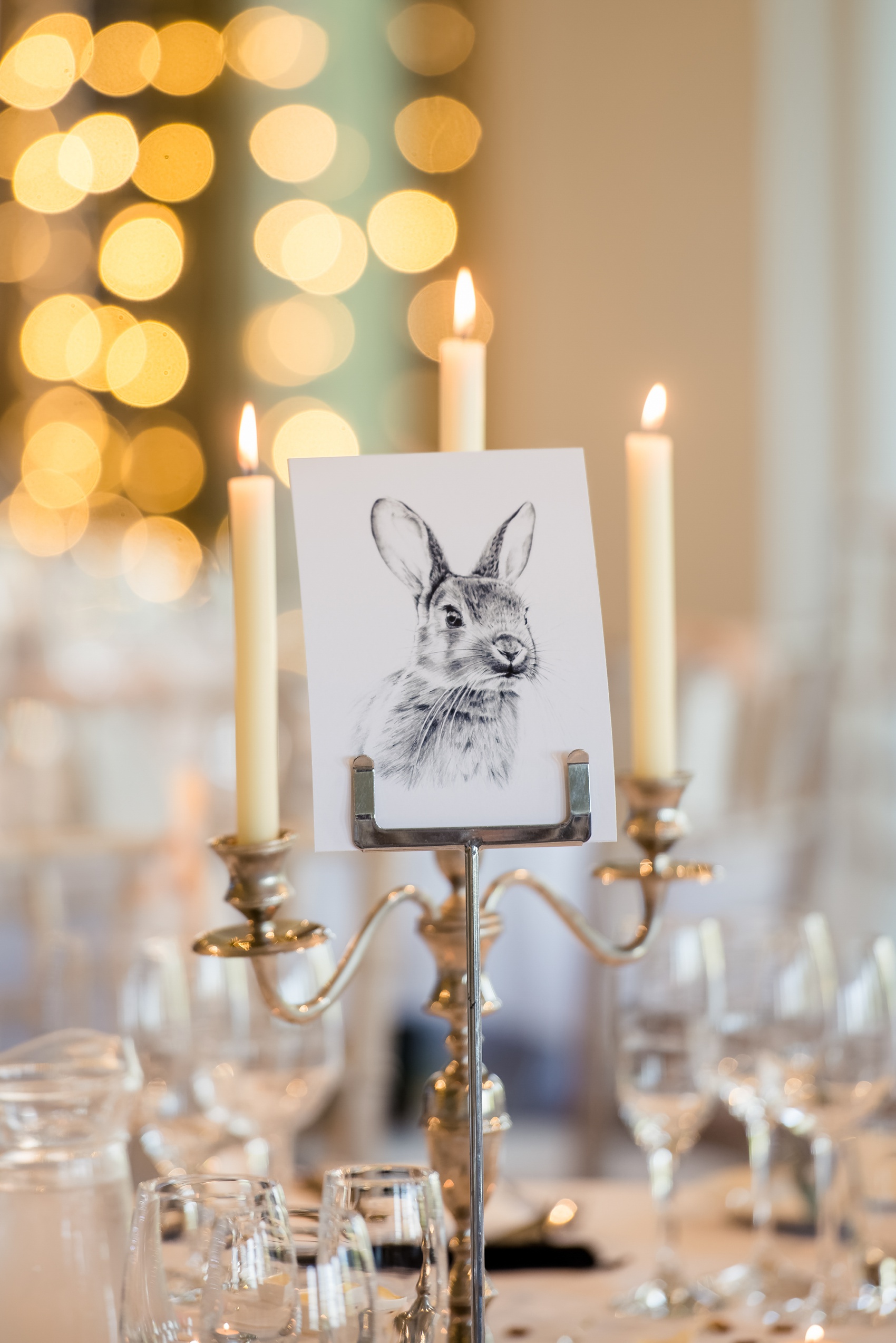 Rabbit wedding table illustration