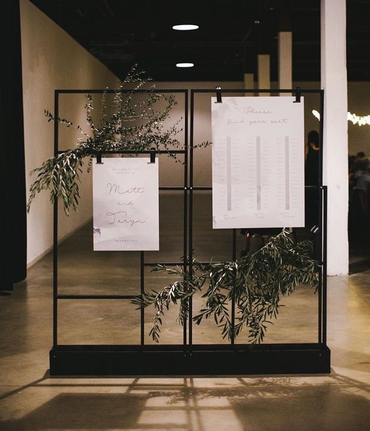 Simple Modern Chic wedding table seating plan ideas