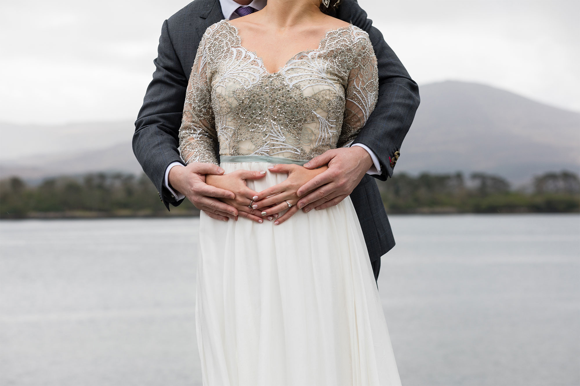 An French Lace Dress + First Look for an Elegant Irish + Swedish Fusion  Wedding